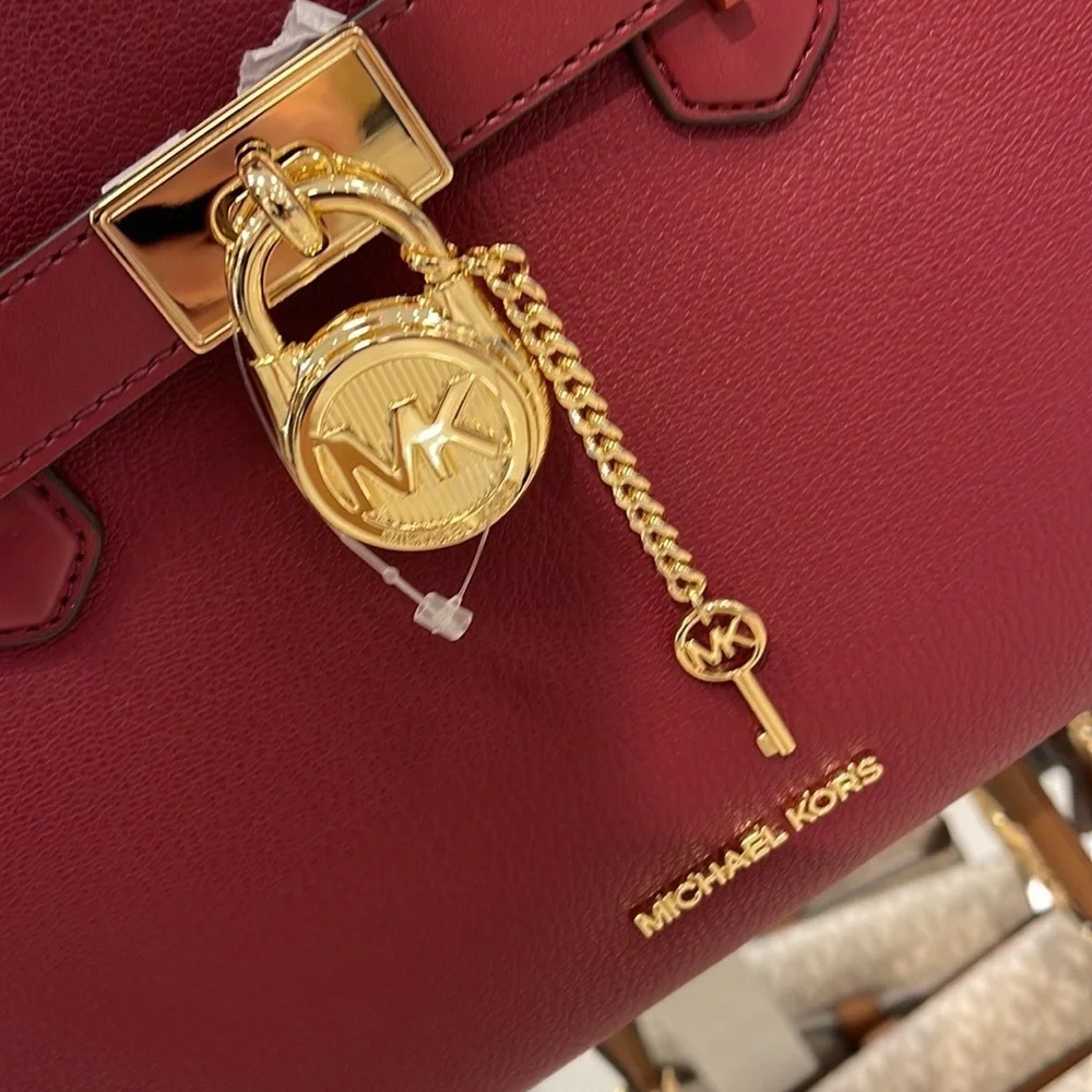 Michael Kors Hamilton Small Satchel Shoulder Crossbody Bag MULBERRY COLOR